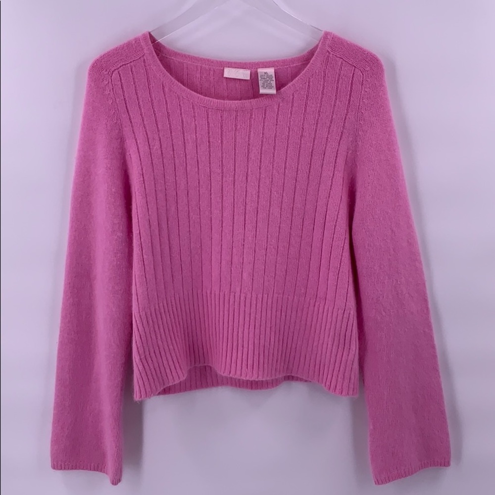 Lambswool angora fuzzy ribbed sweater XL